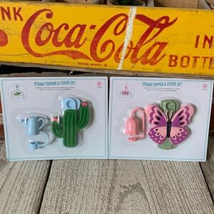 Two Sets of Straw Toppers and Covers - New in Package